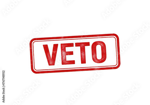 Red veto stamp isolated on transparent background
