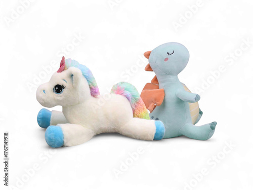 Whimsical Plush Unicorn and Dragon Companion Toys