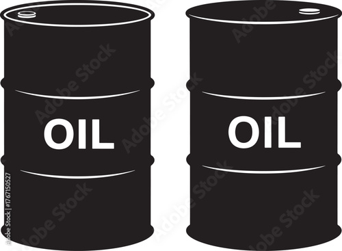 Two black oil barrels silhouette