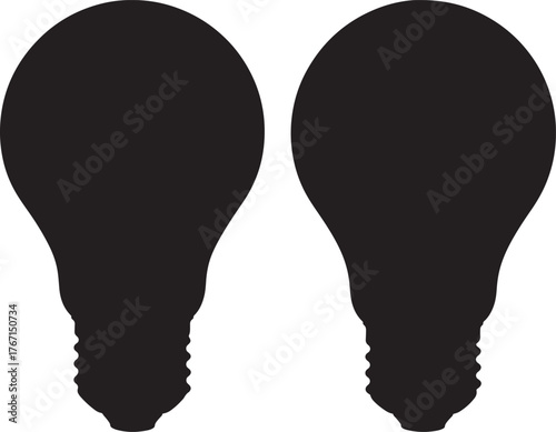 Two black light bulb silhouettes facing each other silhouette