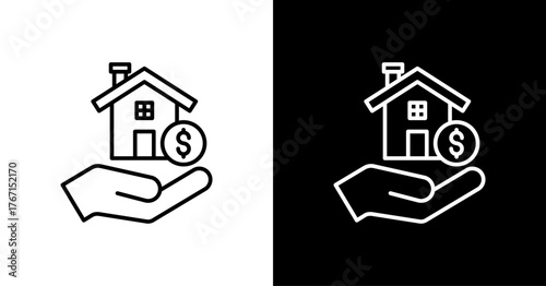 Property Investment White Icon Set Design