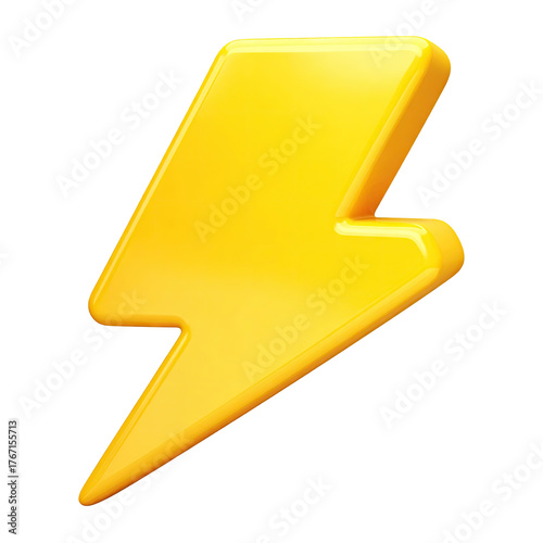 Glossy yellow lightning bolt, angled view