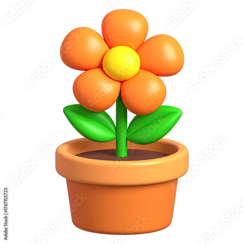 3D cartoon flower in a pot