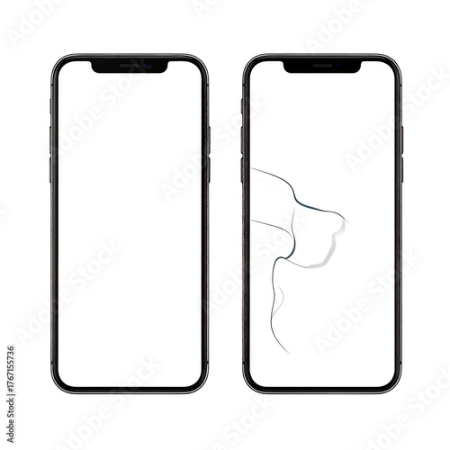 Two phones, one cracked screen, blank display