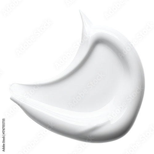 Glossy, curved white cream swirl on a black background