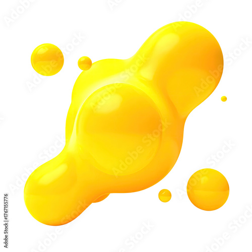 Yellow blob floats, glossy and rounded, on a black background