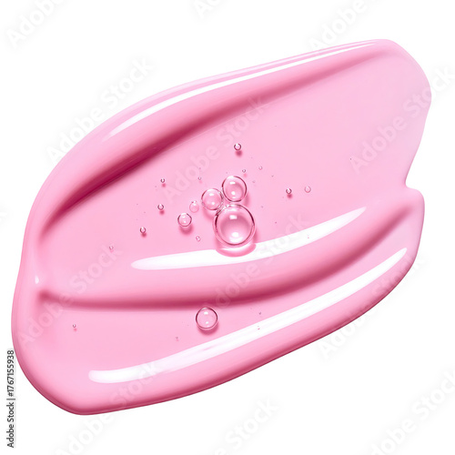 Pink gel smear with bubbles against a black backdrop