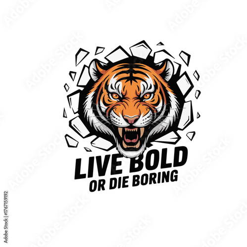 Bold and inspiring live bold or die boring typography t shirt design illustration isolated on white background