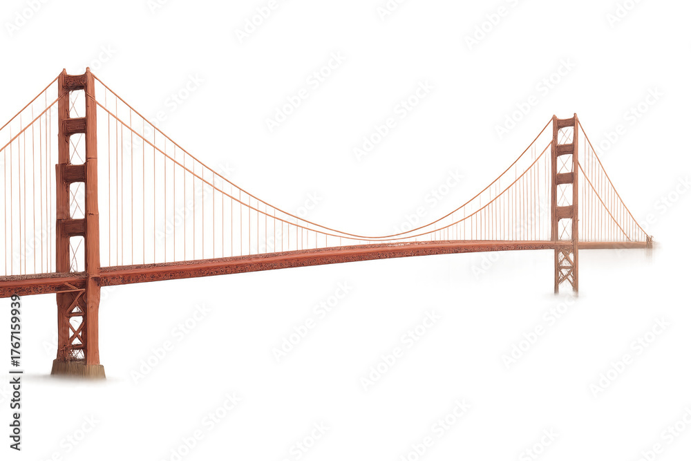 Fototapeta premium Golden Gate Bridge isolated on a transparent background