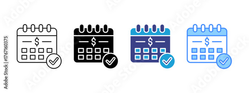 Business Calendar icon set multiple style collection