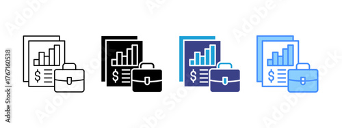 Finance and Business icon set multiple style collection