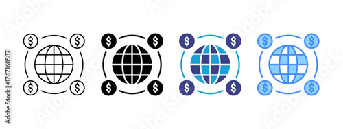 International Business icon set multiple style collection