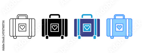 Suitcase icon set multiple style collection
