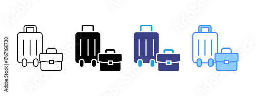 Suitcase icon set multiple style collection