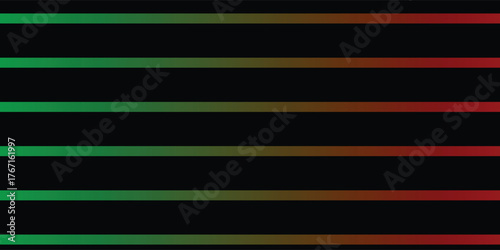 Abstract black background featuring a series of bold horizontal stripes. Each stripe displays a striking color gradient, smoothly transitioning from bright green.