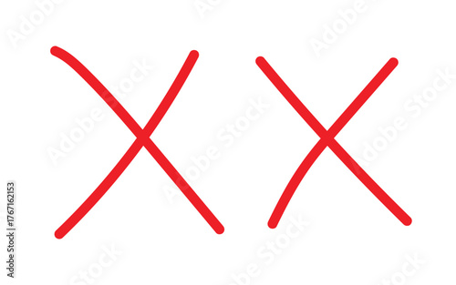 Two red crosses drawn by hand on a white background representing incorrect answers or rejections