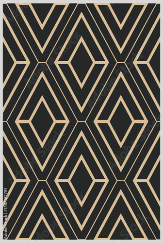 Seamless Beige Floral Vine Pattern on Black Background Featuring Vertical Leaves and Delicate Flowers for Sophisticated Wallpaper and Textile Design