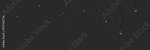 Water rain drops or steam shower isolated on transparent background. Realistic pure droplets condensed. Vector clear vapor water bubbles on window glass surface for your design.