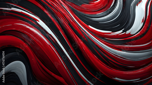Swirling Crimson Waves: A mesmerizing abstract composition featuring flowing, layered waves in striking shades of red, black, and white. This image evokes dynamic movement and visual intrigue.