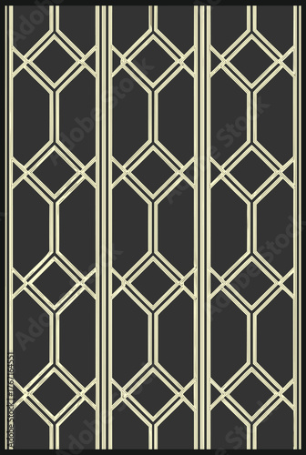 Seamless Beige Floral Vine Pattern on Black Background Featuring Vertical Leaves and Delicate Flowers for Sophisticated Wallpaper and Textile Design