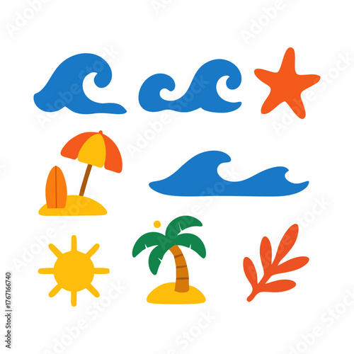 Bauhaus Underwater Abstract Vector Pattern with Coral and Sea Elements