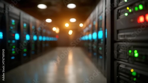 Wallpaper Mural Dynamic data center servers hum with activity, glowing with modern technology and endless digital information flow Torontodigital.ca