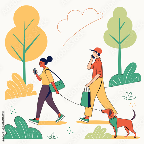 man and woman doing their daily life