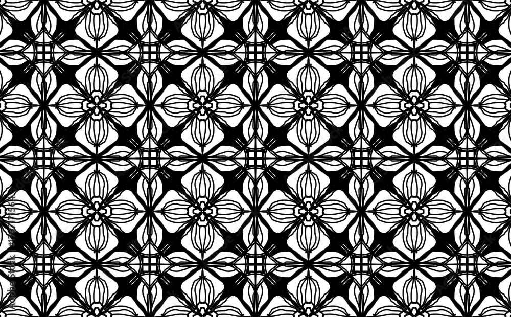 Fototapeta premium Seamless abstract pattern. black and white linear illustration for coloring. Vector coloring book for adult.