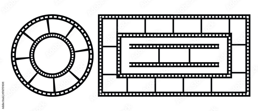 Φωτογραφία Photographic film in retro style, Circle film strip icon used for videography elements, cinema reel