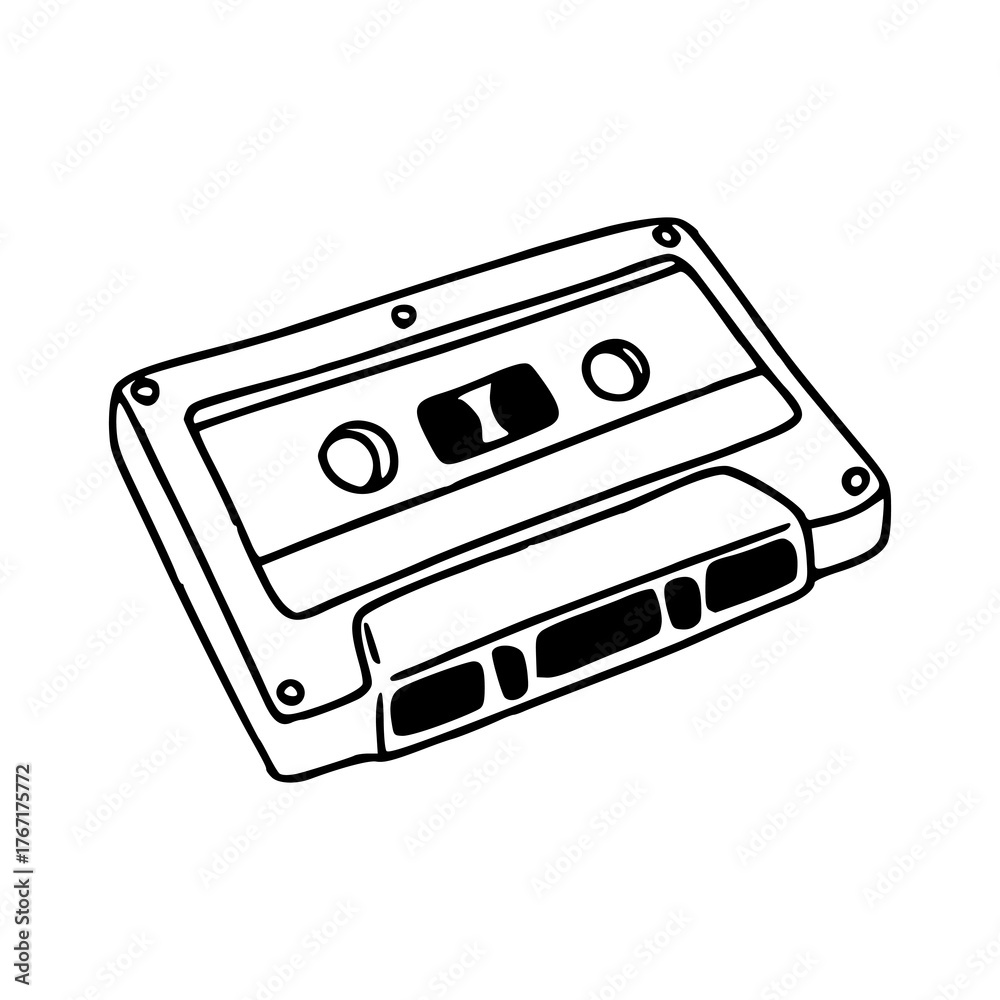 Fototapeta premium old school compact cassette simple drawing