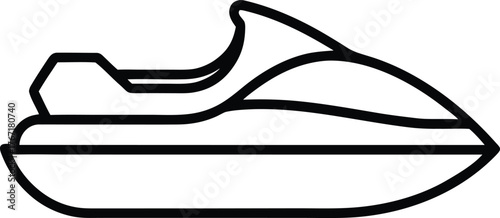 Jet Ski Watercraft Minimal Line Art Vector Illustration on White Background
