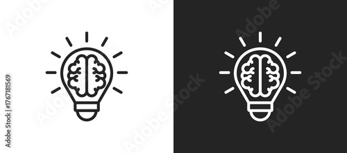 Mindset Icon In Black And White Line Style