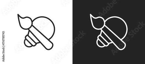 Creativity Icon In Black And White Line Style