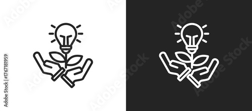 Wisdom Icon In Black And White Line Style