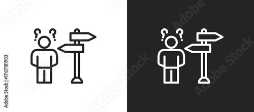 Bold Decision Icon In Black And White Line Style