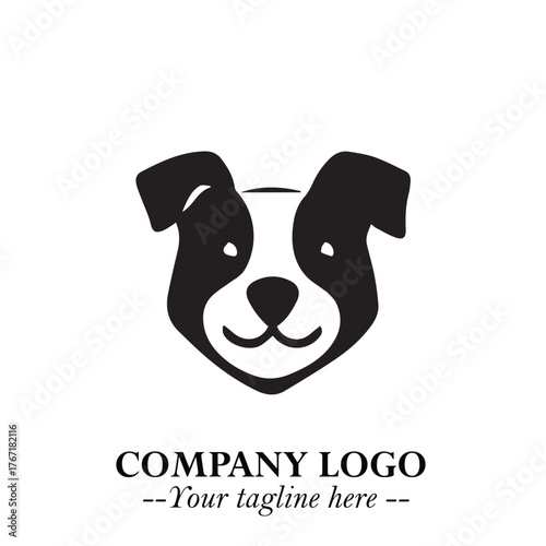 Loyal Head of Dog Logo Symbol in Black on White Background with Modern Minimalist Design