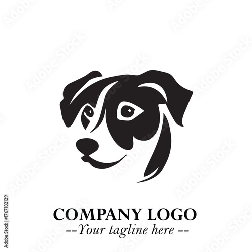 Loyal Head of Dog Logo Symbol in Black on White Background with Modern Minimalist Design