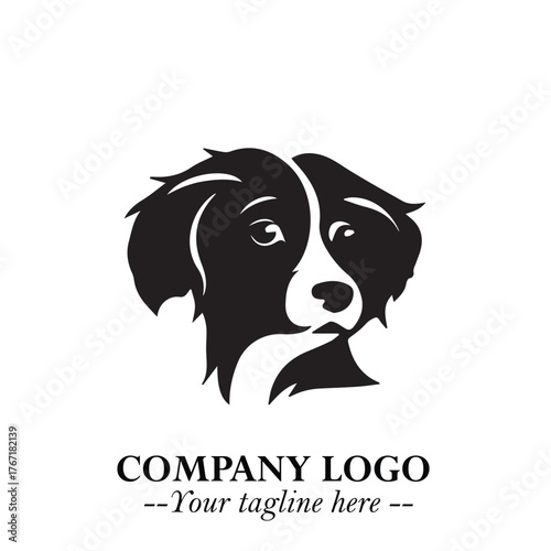Loyal Head of Dog Logo Symbol in Black on White Background with Modern Minimalist Design