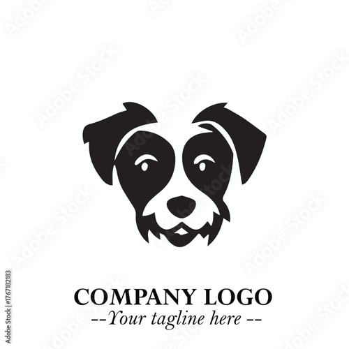 Loyal Head of Dog Logo Symbol in Black on White Background with Modern Minimalist Design
