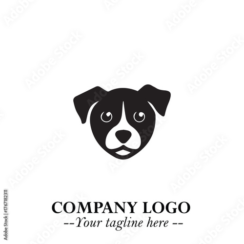 Loyal Head of Dog Logo Symbol in Black on White Background with Modern Minimalist Design
