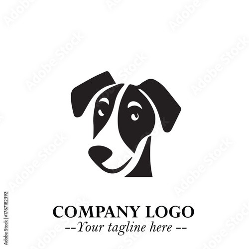 Loyal Head of Dog Logo Symbol in Black on White Background with Modern Minimalist Design