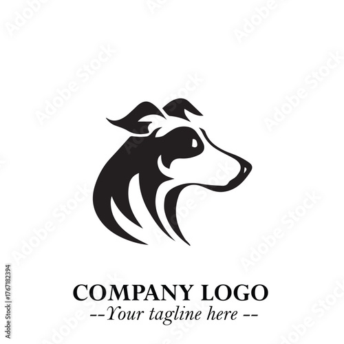 Loyal Head of Dog Logo Symbol in Black on White Background with Modern Minimalist Design