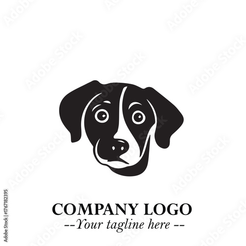 Loyal Head of Dog Logo Symbol in Black on White Background with Modern Minimalist Design