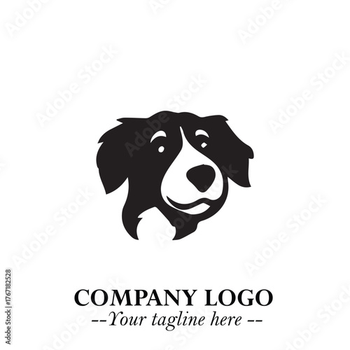 Loyal Head of Dog Logo Symbol in Black on White Background with Modern Minimalist Design