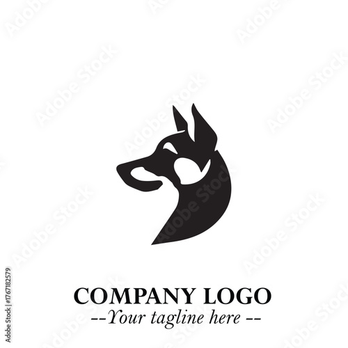 Loyal Head of Dog Logo Symbol in Black on White Background with Modern Minimalist Design