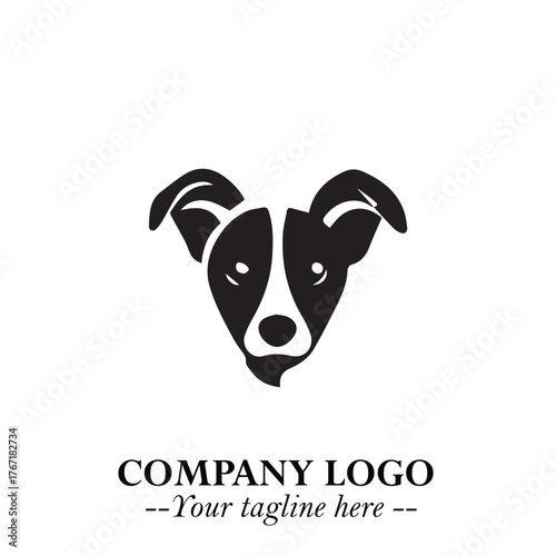 Loyal Head of Dog Logo Symbol in Black on White Background with Modern Minimalist Design