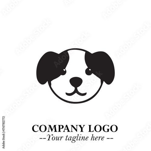 Loyal Head of Dog Logo Symbol in Black on White Background with Modern Minimalist Design