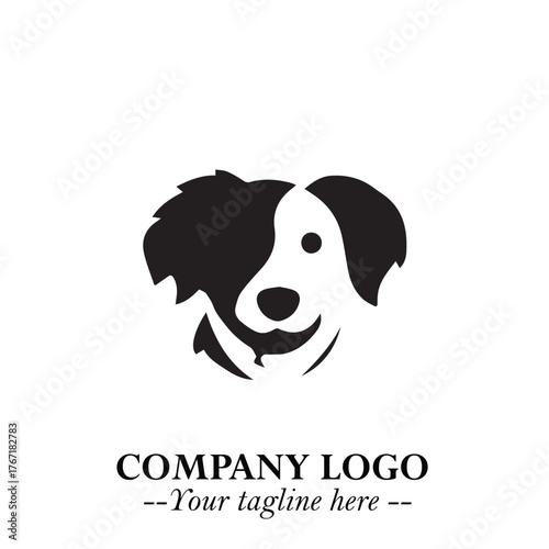 Loyal Head of Dog Logo Symbol in Black on White Background with Modern Minimalist Design