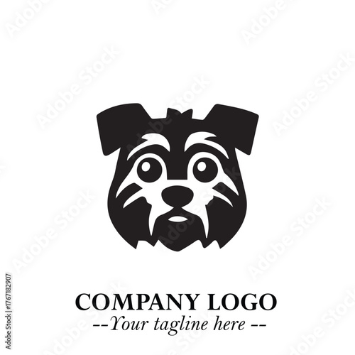Loyal Head of Dog Logo Symbol in Black on White Background with Modern Minimalist Design