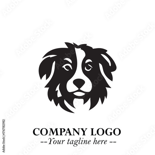 Loyal Head of Dog Logo Symbol in Black on White Background with Modern Minimalist Design
